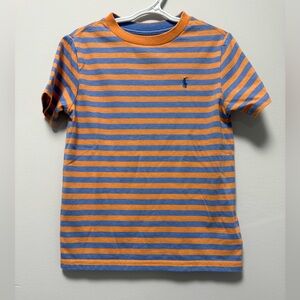 Polo by Ralph Lauren Orange and Blue Striped Short Sleeve Tee